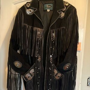 Vintage Cowgirl Black Suede/ Leather Jacket - Size 44